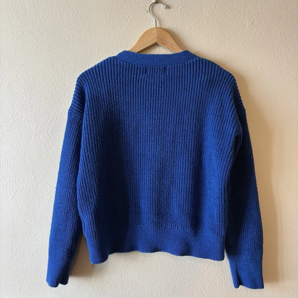 Old Navy Linen Cotton Blend Cardigan Blue V-neck Button Front Sweater Women's M - Picture 7 of 12